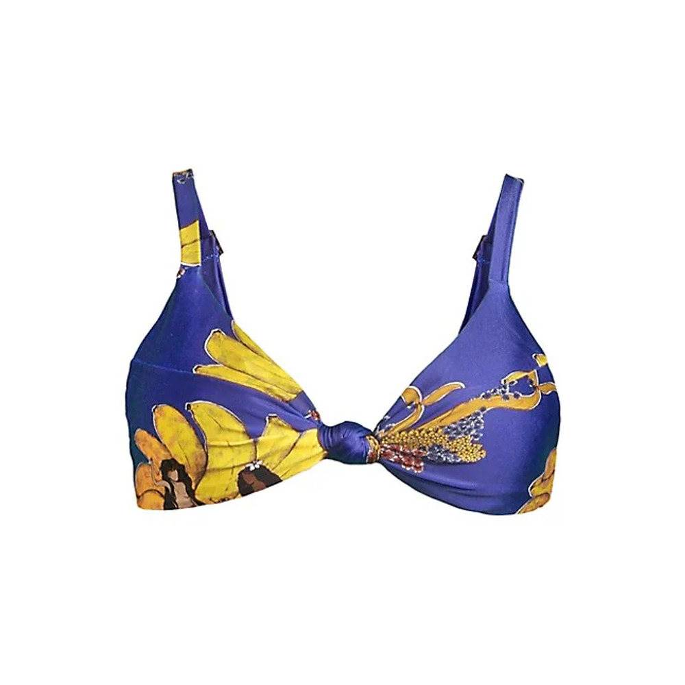 FARM Rio Tropical Mermaid Banana Bikini Top Blue Adjustable Straps Rare Size S